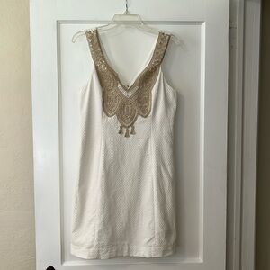 Lilly Pulitzer Largo resort shift dress with gold lace embroidery